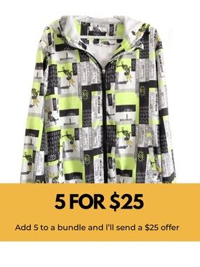 Bold print hooded windbreaker.